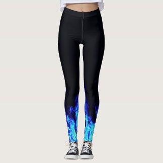 Blått flammar damasker leggings