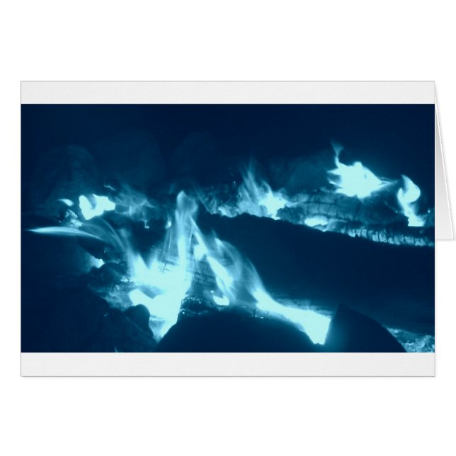 Blått flammar hälsningskort (Framsidan Horizontal)