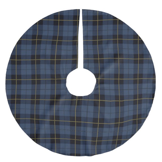 Blått flanellmönster julgransmatta borstad polyester (Framsidan)