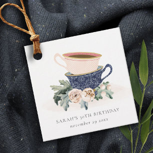 blått Flora Staplad Tea Kopp oavsett ålder Gåvor Etiketter