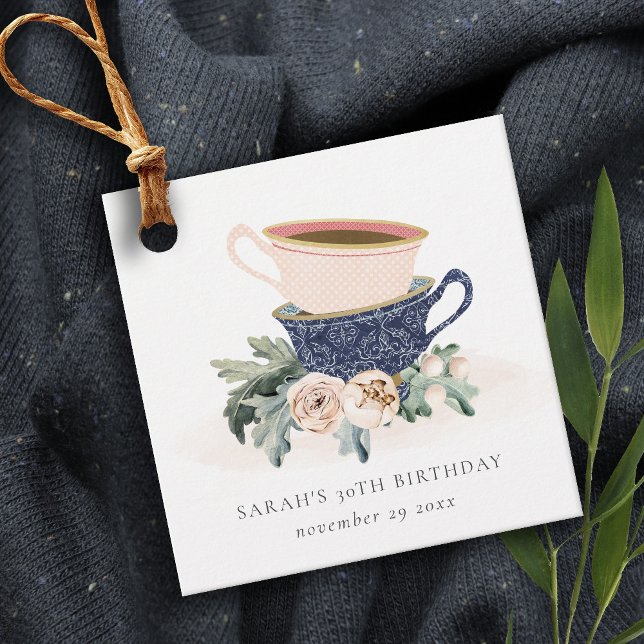  blått Flora Staplad Tea Kopp oavsett ålder Gåvor Etiketter (Skapare uppladdad)