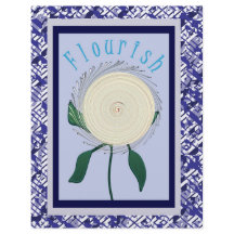 Blått Flourish Flower Scrapbookpapper 2-sidig sida