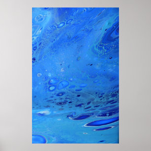 Blått flytande modern Abstrakt, flytande konst, Va Poster