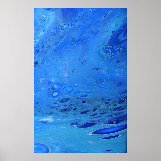Blått flytande modern Abstrakt, flytande konst, Va Poster (Framsidan)