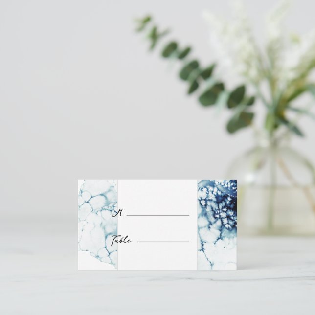 Blått flyttasbröllop för sjömil placeringskort (Stående Fram)