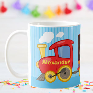 Blått födelsedag i leksak Tåg Småbarn Kaffemugg