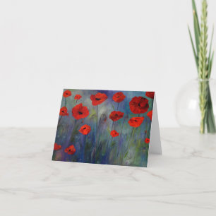 Blått fogkort för röda poppies kort