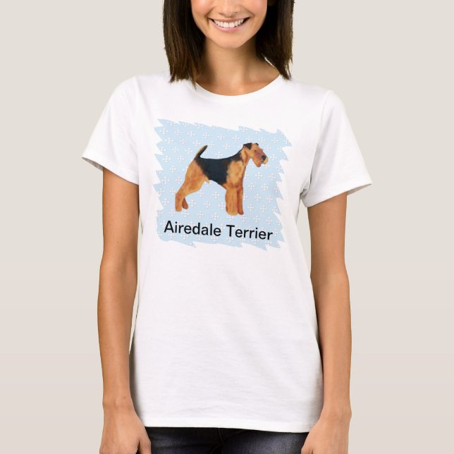 Blått för AiredaleTerrier~ med vitdiamanter T-shirt (Framsida)