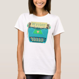 Blått för Aqua för författareskrivmaskin gulliga T-shirt