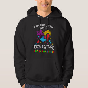 Blått för Baby Brother Autism Awareness Heart Kids Hoodie