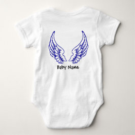 Blått för Bodysuit för namn för ängelvingarbaby T-shirt