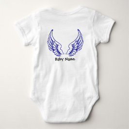 Blått för Bodysuit för namn för ängelvingarbaby Tröja