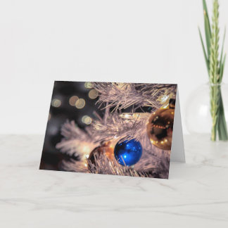 Blått för boll för vintagehelgdagprydnad helgkort