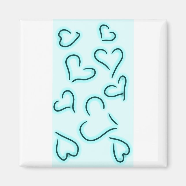 Blått för Cute Hearearts Magnet (Framsidan)