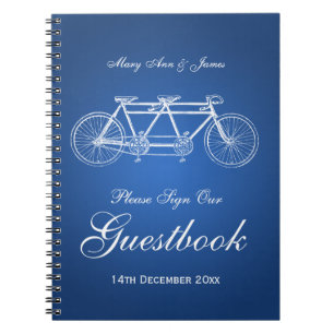 Blått för cykel för bröllopGuestbook tandema Anteckningsbok Med Spiral