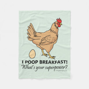 Blått för design för feg Poopsfrukost roliga Fleecefilt