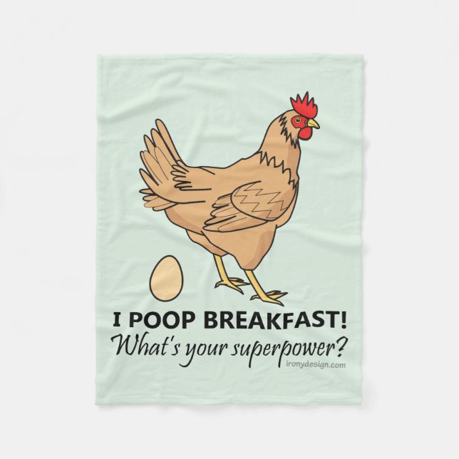 Blått för design för feg Poopsfrukost roliga Fleecefilt (Framsidan)