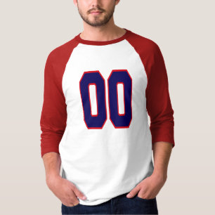 BLÅTT FÖR DUBBLA NOLLA & RÖTT T SHIRT