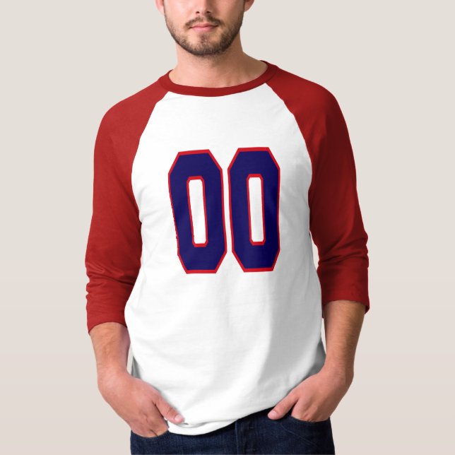 BLÅTT FÖR DUBBLA NOLLA & RÖTT T SHIRT (Framsida)