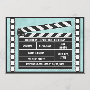 Blått för filmpartyClapboard Inbjudningar
