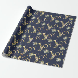 Blått för glitter för elegant julglädje blom- presentpapper