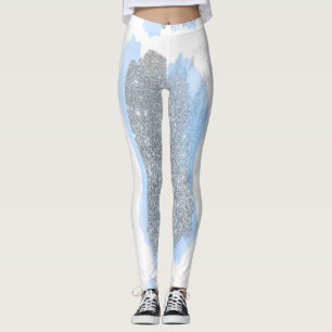 Blått för glittersilvergrått borstar slår Spar Leggings