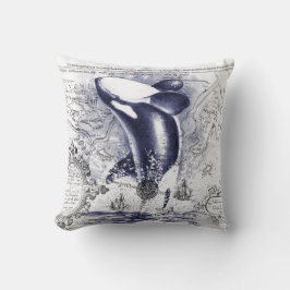 Blått för karta för Orcavalvintage Kudde