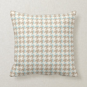 Blått för kräm för Houndstooth mönstersolbrä Kudde