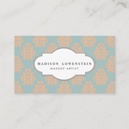 Blått för kricka för mönster för elegant persika visitkort