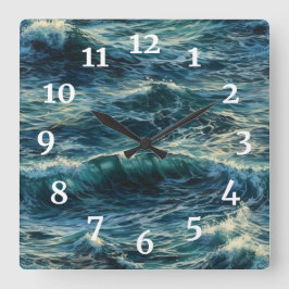 Blått för målarhavsytor fyrkantig klocka