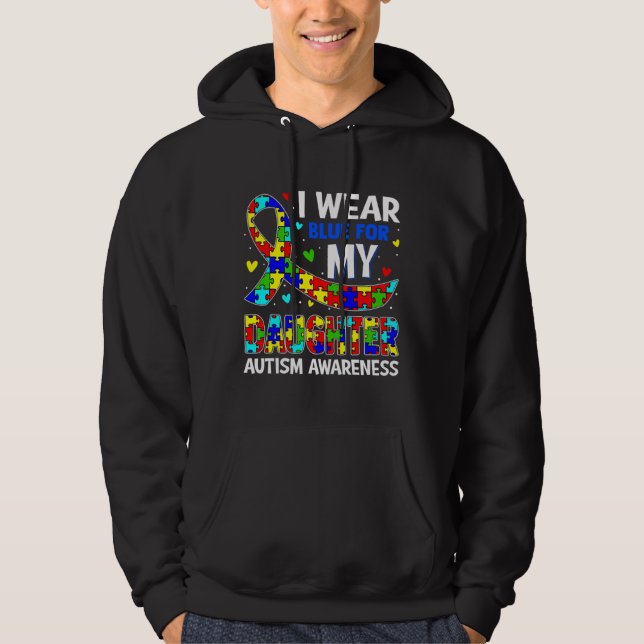 Blått för min dotter Autism Awareness Kids Hoodie (Framsida)