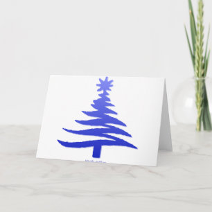 Blått för modern Julgran stencil Helgkort