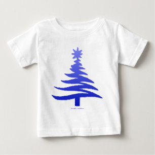 Blått för modern Julgran stencil Tee