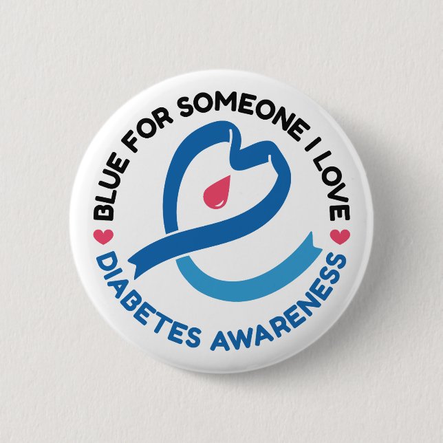 Blått för någon jag älskar – Diabetesmedvetenhet Knapp (Framsida)
