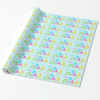 Blått för papper för flickagymnastikinpackning presentpapper