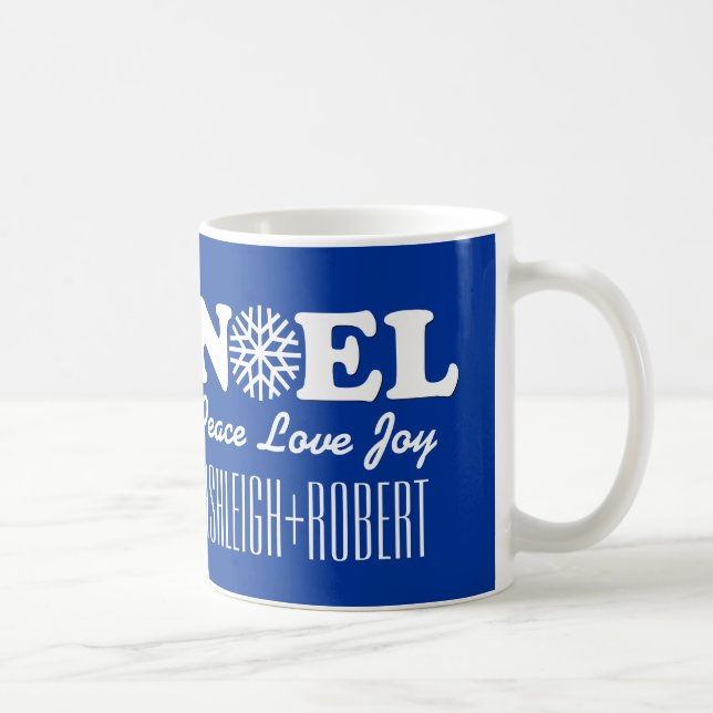 BLÅTT för par V02 för NOEL-julSnowflake Kaffemugg (Höger)