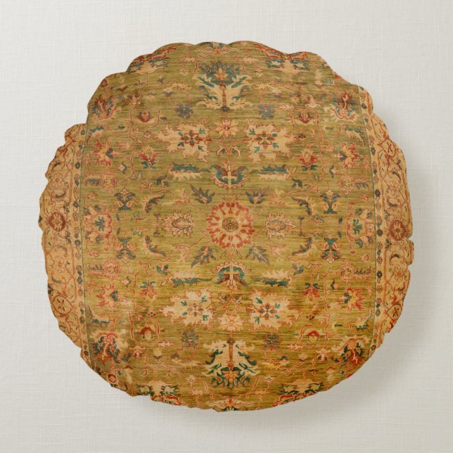 Blått för Persisk Grönt-Gult  Rund Kudde (Framsidan)