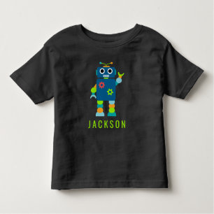 Blått för pojkar för robot för personligungar t shirt