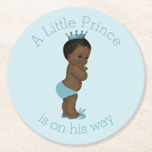 Blått för Prince baby shower för vintageperson Underlägg Papper Rund