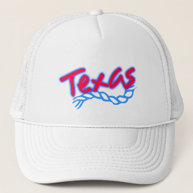 Blått för rep för souvenirhattTexas Lariat röda på Truckerkeps (Framsida)