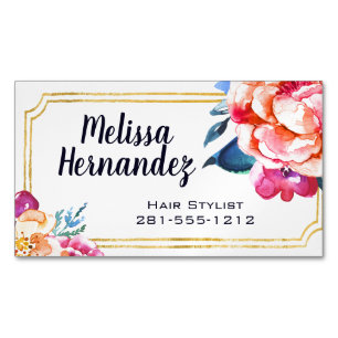 Blått för rosor för yrkesmässigt Hairstylisth Magnetiska Visitkort