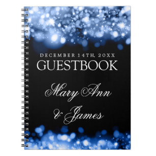 Blått för safir för ljus för bröllopGuestbook Anteckningsbok