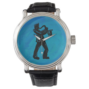 Blått för saxofon för New York Boogie på nätt Armbandsur