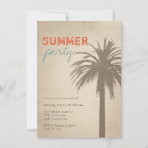 Blått för stil för Grunge för sommarpartypalmträd Inbjudningar