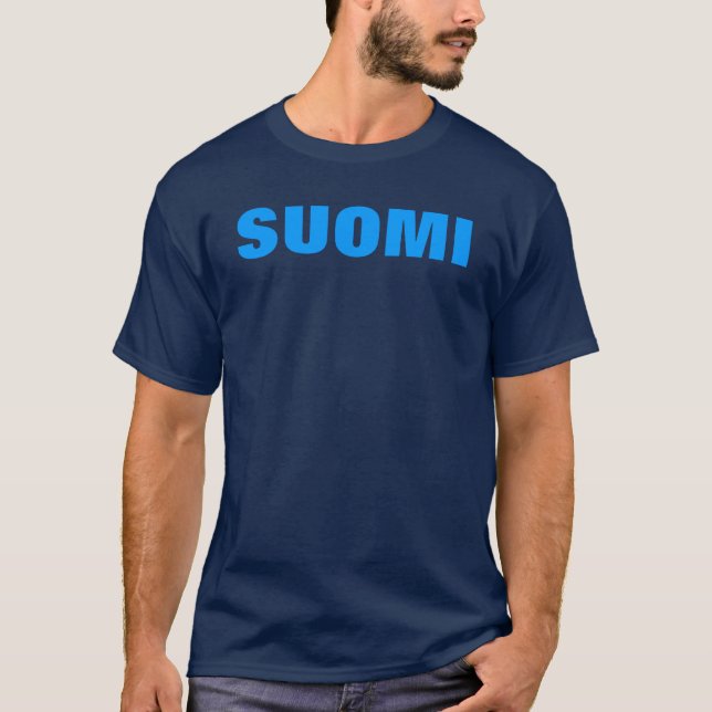 Blått för SUOMI (Finland) på blått T Tee (Framsida)