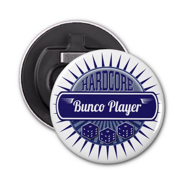 Blått för tärning för stilfull Retro Bunco spelare Flasköppnare (Framsidan)