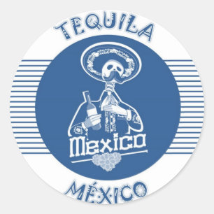 BLÅTT FÖR TEQUILA MÉXICO RUNT KLISTERMÄRKE