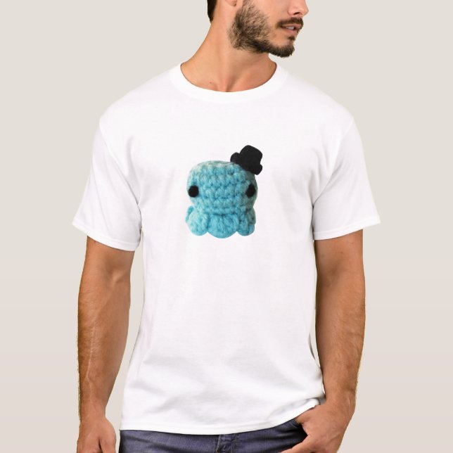 Blått för top hat för Kawaii gulliga T Shirt (Framsida)