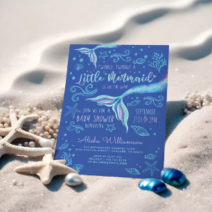 Blått för Twinkle Twinkle Iridescent Ocean Sjöjung Inbjudningar