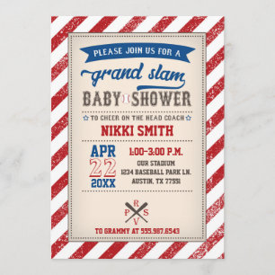 Blått för vintage för baseballbaby showerinbjudan inbjudningar